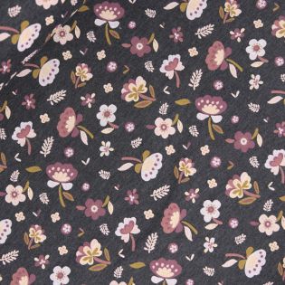 Sweatshirt - Melange - Flowers - anthrazit