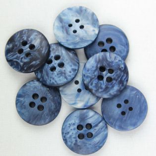 4-Loch-Knopf - 20 mm - blau - marmoriert