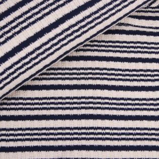 Strickstoff - Streifen - creme-blau