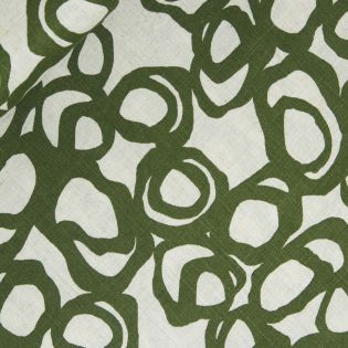 Viskose - Leinen - gemalte Kreise - oliv