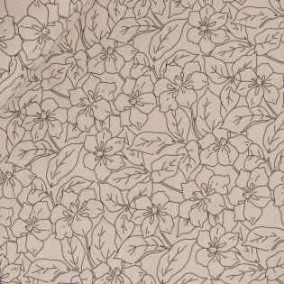 Baumwolljersey - gezeichnete Blumen - creme