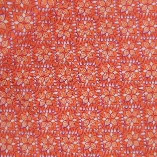 Baumwolljersey - orange Blumen