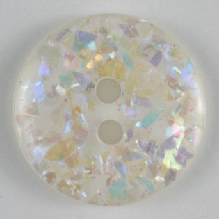 2-Loch-Knopf - 19 mm - Glitzer - weiß
