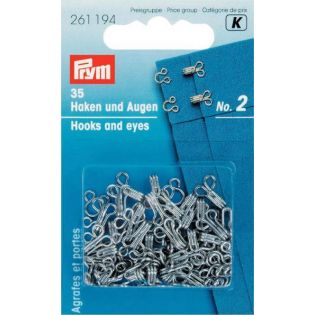 Prym - 35 Haken und Augen - No°2 - silber