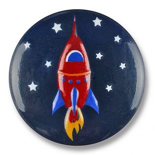 Öse - 15 mm - Kinderknopf - Rakete - blau