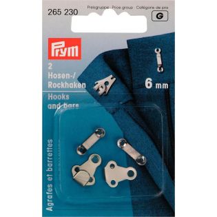 Prym - 2 Hosen/Rockhaken und Stege - 6mm - silber