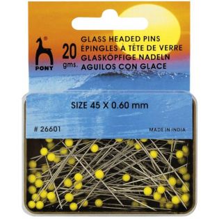 Pony - 20g Glaskopfstecknadeln - Stahl - 0,6x45 mm - gelb