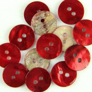 2-Loch-Knopf - 18 mm - Perlmutt - rot