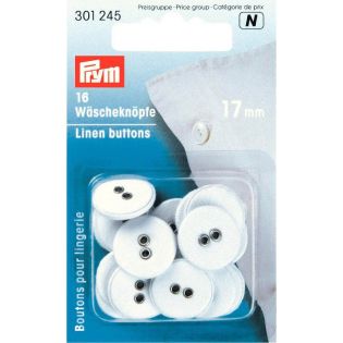 Prym - 14 Wäscheknöpfe - Leinen - 17mm/26" - weiß