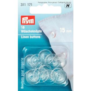Prym - 18 Wäscheknöpfe - Kunststoff - 15mm/24" - transparent