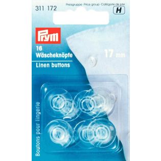 Prym - 16 Wäscheknöpfe - Kunststoff - 17mm/26" - transparent