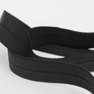 Elastisches Einfassband - gerippt - uni - schwarz