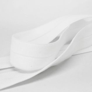 Elastisches Einfassband - gerippt - uni - wollweiss