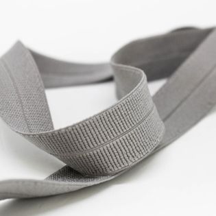 Elastisches Einfassband - gerippt - uni - mittelgrau
