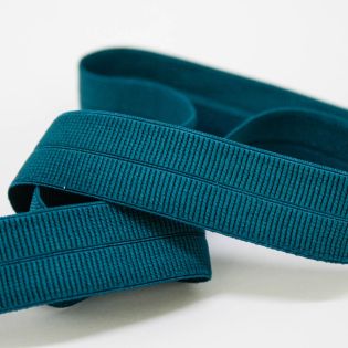 Elastisches Einfassband - gerippt - uni - petrol