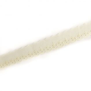 Baumwoll-Spitzenborte - Blümchen - 30 mm - creme