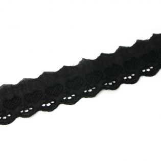 Baumwoll-Spitzenborte - Herzen - 50 mm - schwarz