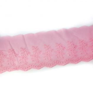 Baumwoll-Spitzenborte - Blumen - 90 mm - rose