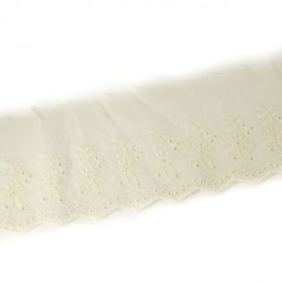 Baumwoll-Spitzenborte - Blumen - 90 mm - creme