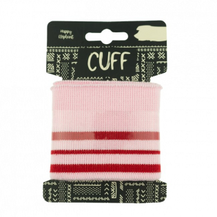 Strickbündchen - Cuff - geringelt - rosa-rot