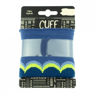 Strickbündchen - Cuff - Wellen - blau-neon