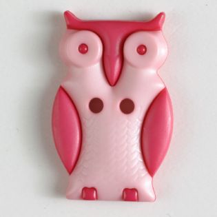 2-Loch-Knopf - 25 mm - Eule - rosa, pink