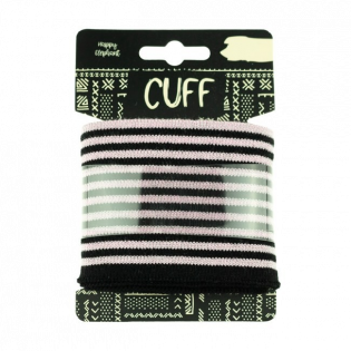 Strickbündchen - Cuff - Glitzer-gestreift - schwarz-rosa
