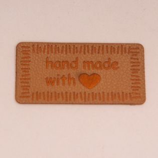 Applikation - Label - Lederimitat - hand made with - braun