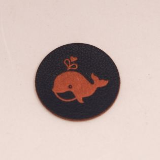 Applikation - Label - Lederimitat - Wal - blau