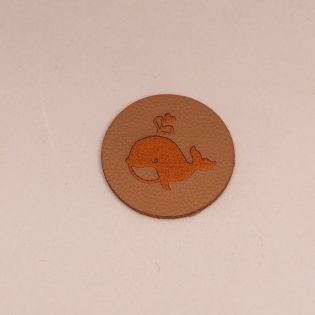 Applikation - Label - Lederimitat - Wal - braun