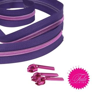 Tula Pink - Reißverschluss 5mm + 3 Zipper - lila-pink