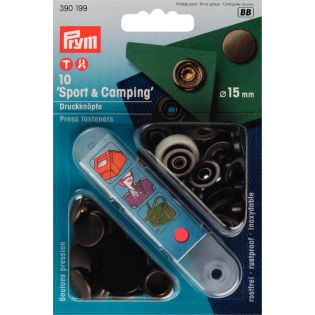 Prym - 10 Druckknöpfe - Sport + Camping - 15mm - altmessing