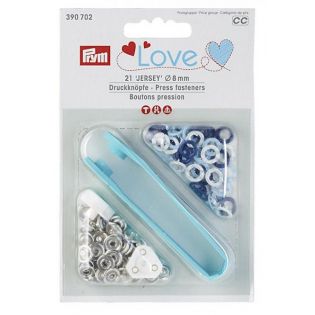 Prym Love - Jerseydruckknöpfe - blau, hellblau, weiß