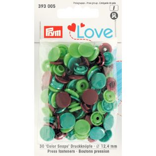Prym Color Snaps Love Druckknöpfe 30 Stück 12,4mm - grün-braun