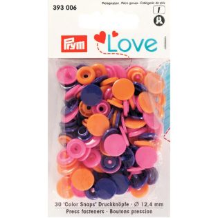 Prym Color Snaps Love Druckknöpfe 30 Stück 12,4mm - pink/orange/lila
