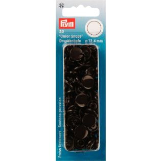 Prym Color Snaps Druckknöpfe 30 Stück rund 12,4mm - dunkelbraun