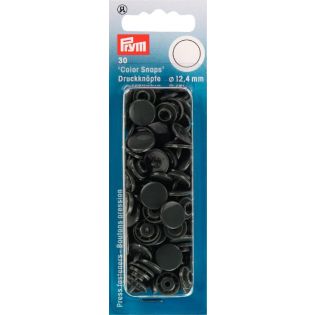 Prym Color Snaps Druckknöpfe 30 Stück rund 12,4mm - dunkelgrau