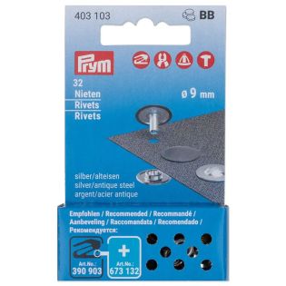 Prym - 32 Nieten - Nachfüllset - Vario Creative Tool - Ø 9 mm - silber