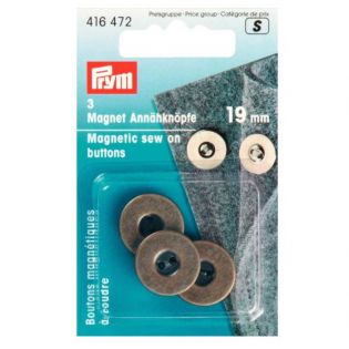 Prym - Magnet-Annähknöpfe - 19 mm - altmessing