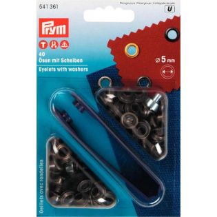 Prym - Ösen und Scheiben - 5 mm - altmessing - 40 Stück