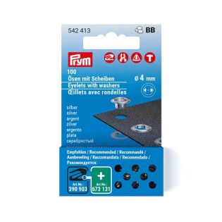 Prym - 100 Ösen mit Scheiben - Ø 4 mm - Vario Creative Tool - silber