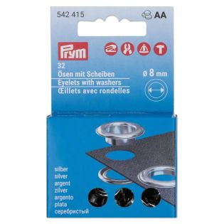Prym - 32 Ösen mit Scheiben - Ø 8 mm - Vario Creative Tool - silber