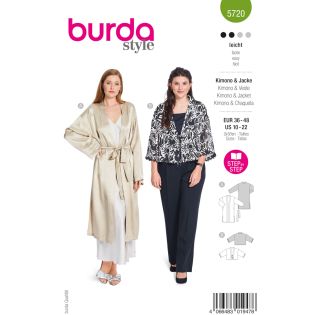 Schnittmuster - burda style - Kimono mit Bindeband & Jacke mit weiten Ärmeln - 5720