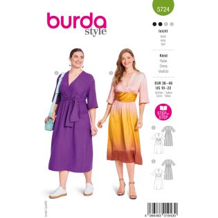 Schnittmuster - burda style - Midikleid mit Wickeleffekt & Kleid mit Kummerbundoptik - 5724
