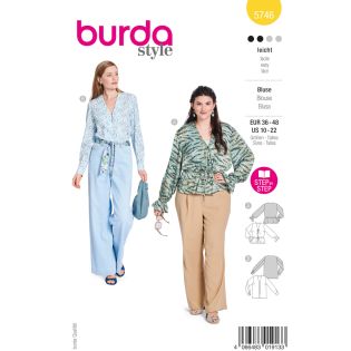 Schnittmuster - burda style - Blusen mit Gummizug, Bindeband & V-Ausschnitt - 5746