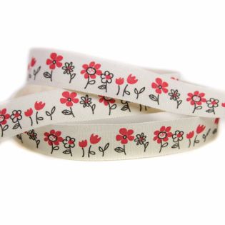 Ripsband - Blumen - rot