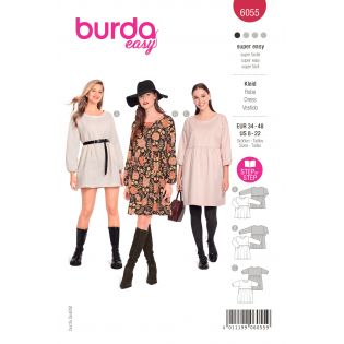 Schnittmuster - burda easy - Kleid mit eingerüschter Rockbahn - 6055