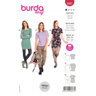 Schnittmuster - burda easy - Shirt - Kleid kürpernah mit U-Boot Ausschnitt - 6087