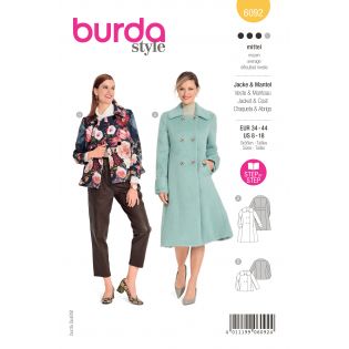 Schnittmuster - burda style - Mantel - Jacke doppelreihig mit großem Kragen - 6092