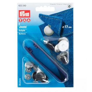 Prym - 8 Jeansknöpfe - 17 mm - silber